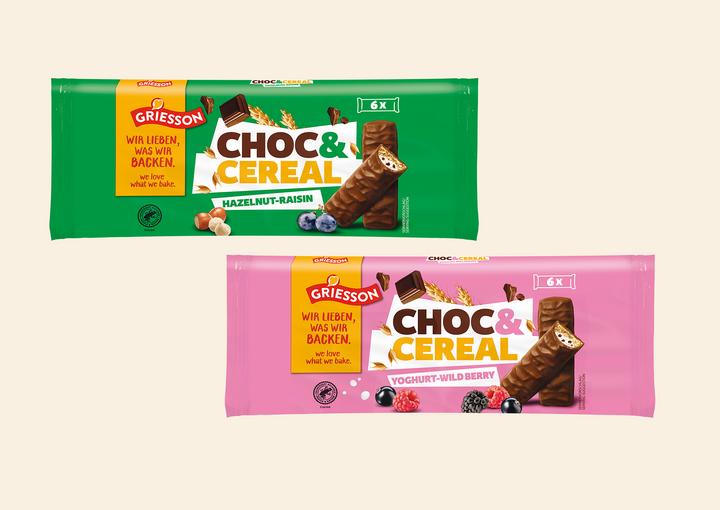 The new Griesson Choc & Cereal: crispy biscuit bars in two tasty varieties