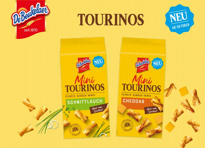 Die neuen Mini Tourinos von De Beukelaer in den Geschmackssorten Cheddar und Schnittlauch
